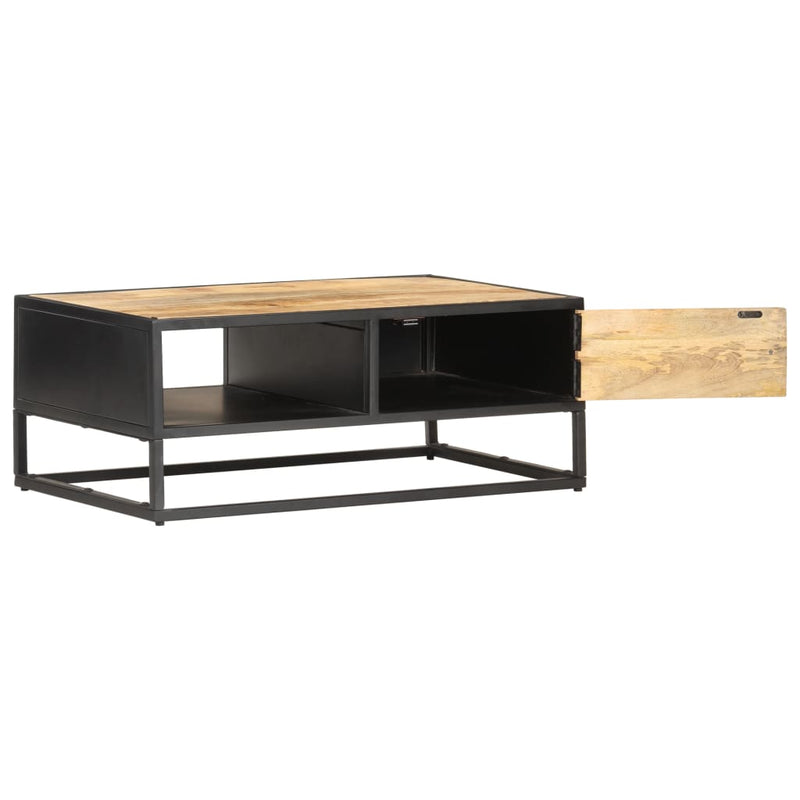Coffee Table with Carved Door 90x55x36 cm Rough Mango Wood Payday Deals