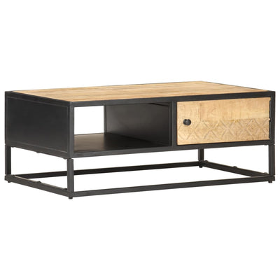 Coffee Table with Carved Door 90x55x36 cm Rough Mango Wood Payday Deals