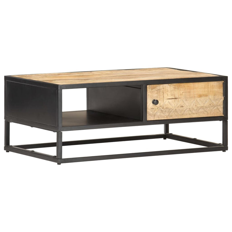 Coffee Table with Carved Door 90x55x36 cm Rough Mango Wood Payday Deals
