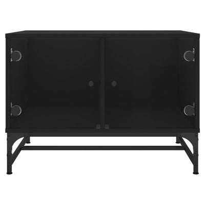 Coffee Table with Glass Doors Black 68.5x50x50 cm Payday Deals