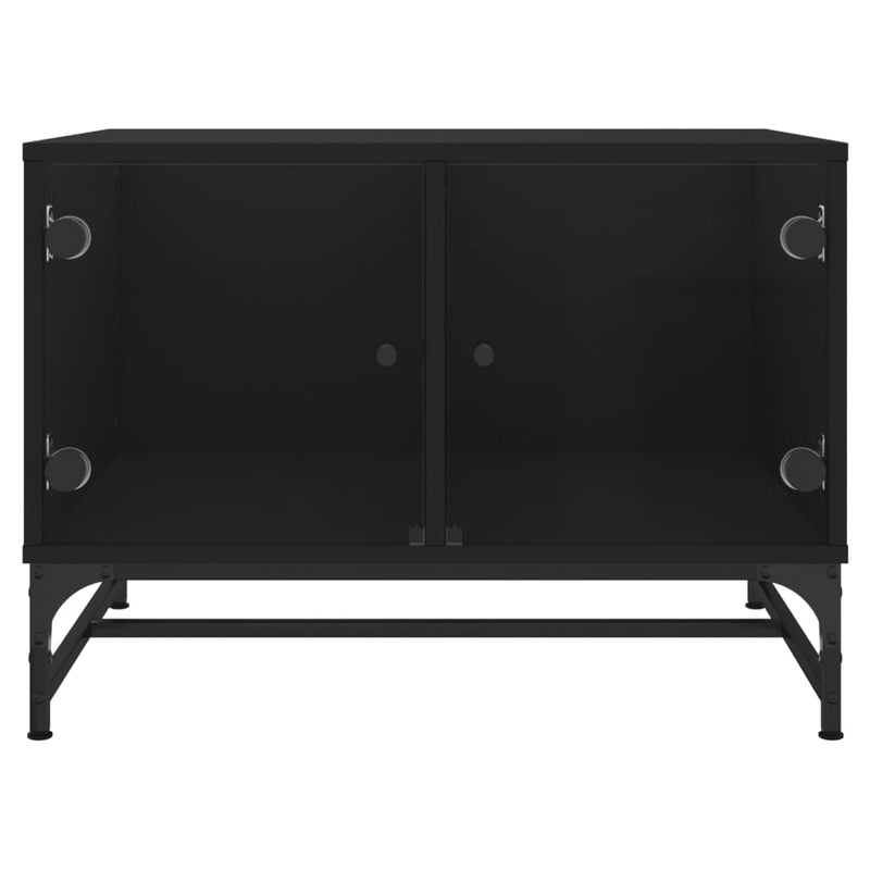 Coffee Table with Glass Doors Black 68.5x50x50 cm Payday Deals