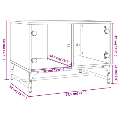 Coffee Table with Glass Doors Black 68.5x50x50 cm Payday Deals