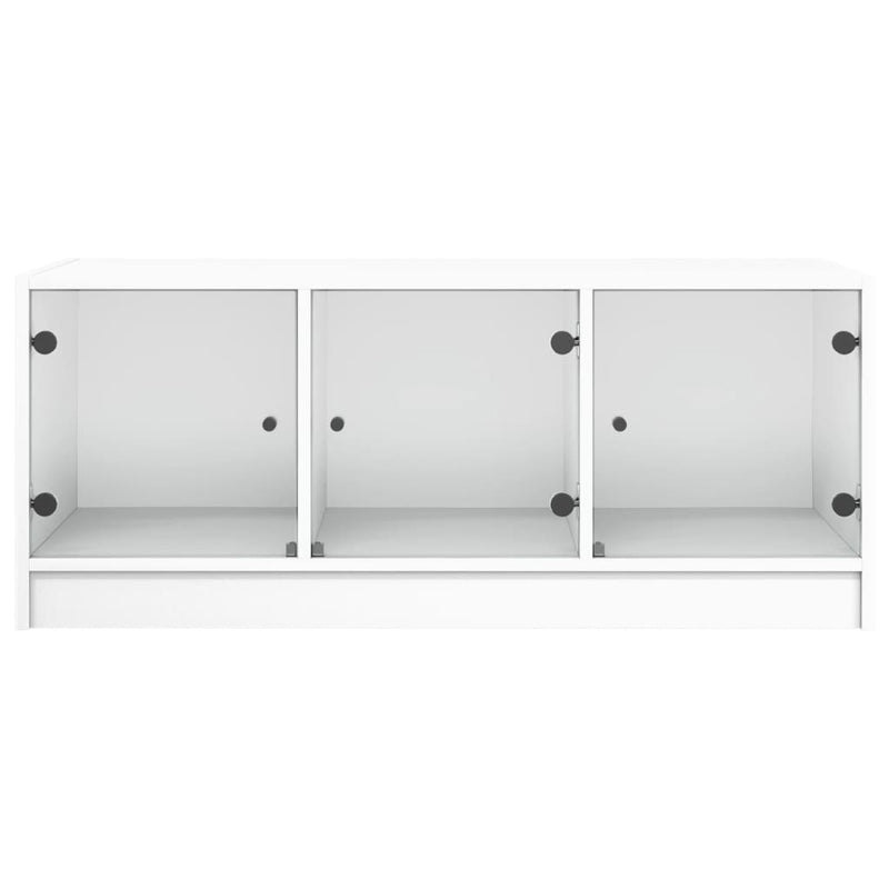 Coffee Table with Glass Doors White 102x50x42 cm Payday Deals