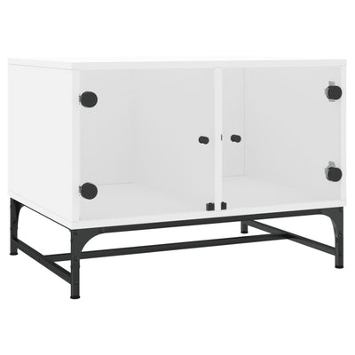 Coffee Table with Glass Doors White 68.5x50x50 cm Payday Deals