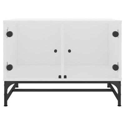 Coffee Table with Glass Doors White 68.5x50x50 cm Payday Deals