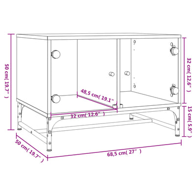 Coffee Table with Glass Doors White 68.5x50x50 cm Payday Deals
