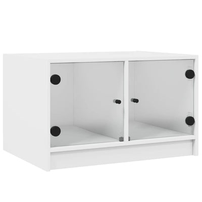 Coffee Table with Glass Doors White 68x50x42 cm Payday Deals