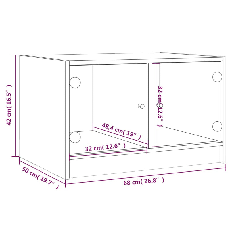 Coffee Table with Glass Doors White 68x50x42 cm Payday Deals