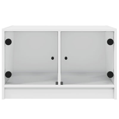 Coffee Table with Glass Doors White 68x50x42 cm Payday Deals