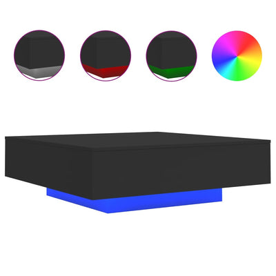 Coffee Table with LED Lights Black 100x100x31 cm Payday Deals