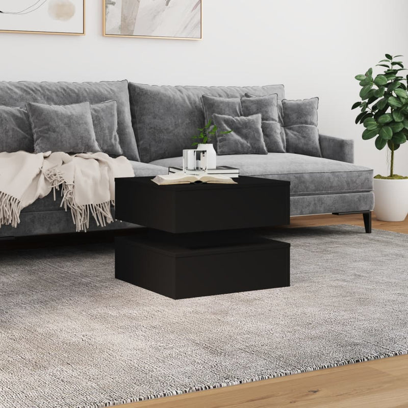 Coffee Table with LED Lights Black 50x50x40 cm Payday Deals