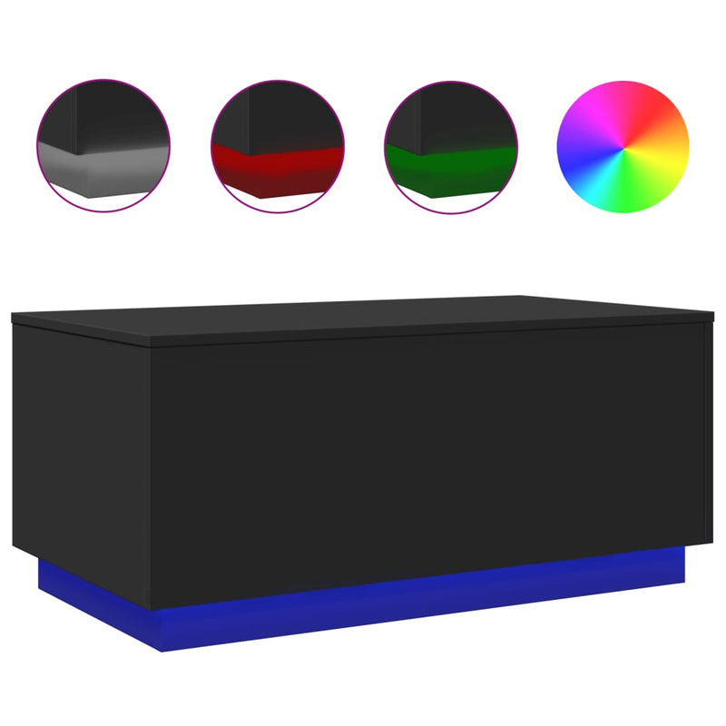 Coffee Table with LED Lights Black 90x50x40 cm Payday Deals