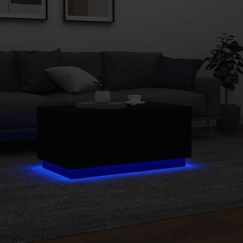 Coffee Table with LED Lights Black 90x50x40 cm Payday Deals