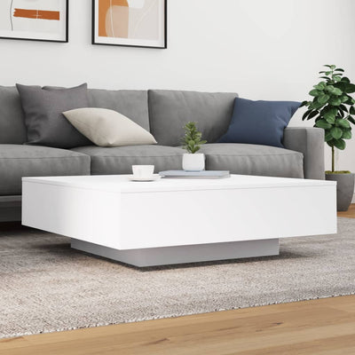 Coffee Table with LED Lights White 100x100x31 cm Payday Deals