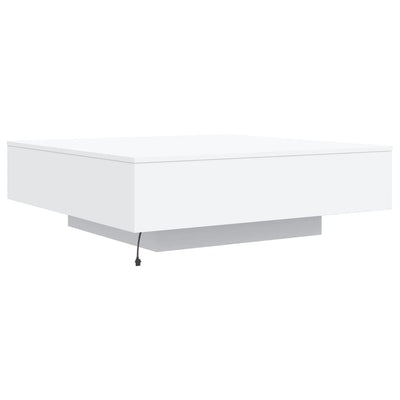 Coffee Table with LED Lights White 100x100x31 cm Payday Deals