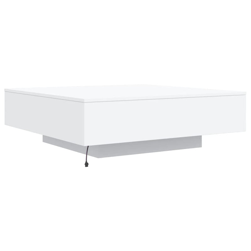 Coffee Table with LED Lights White 100x100x31 cm Payday Deals