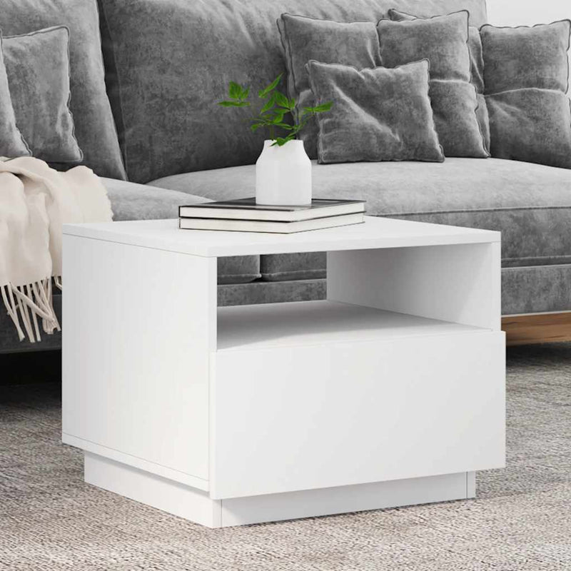 Coffee Table with LED Lights White 50x49x40 cm Payday Deals