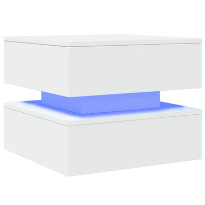 Coffee Table with LED Lights White 50x50x40 cm Payday Deals