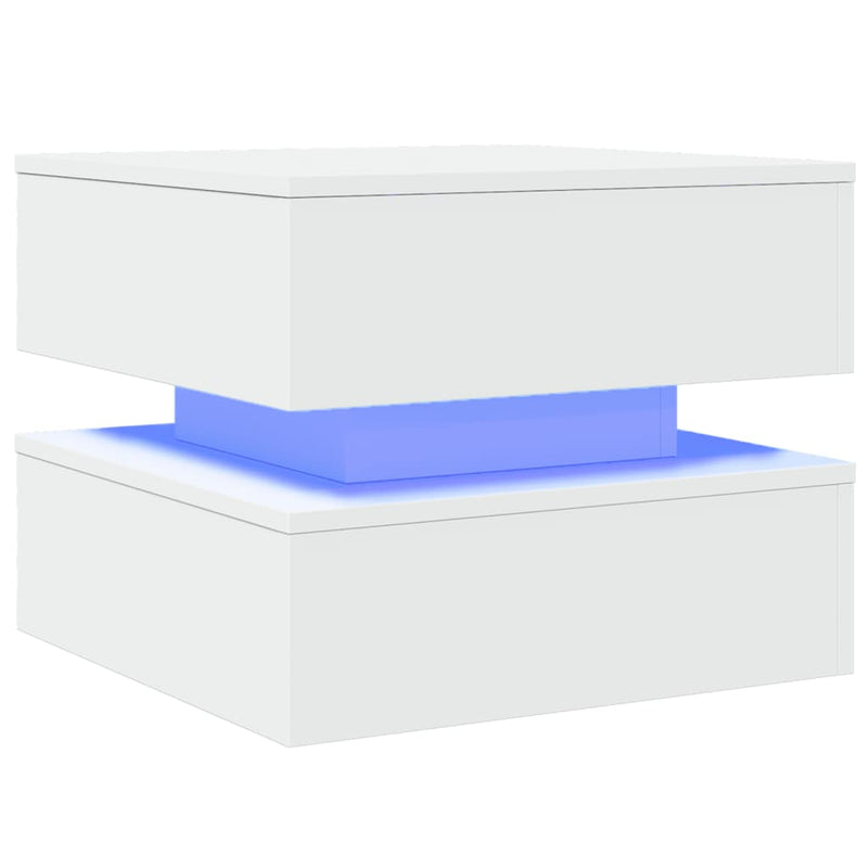 Coffee Table with LED Lights White 50x50x40 cm Payday Deals