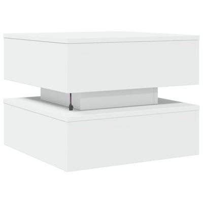 Coffee Table with LED Lights White 50x50x40 cm Payday Deals