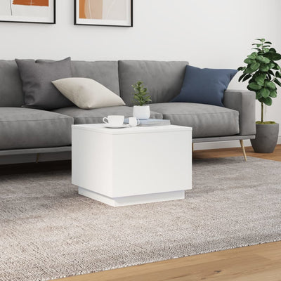 Coffee Table with LED Lights White 50x50x40 cm Payday Deals