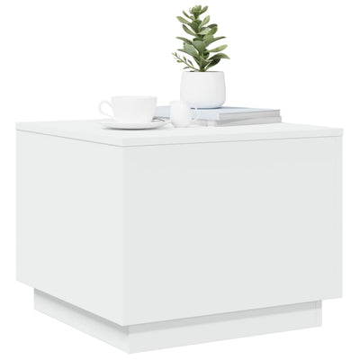 Coffee Table with LED Lights White 50x50x40 cm Payday Deals