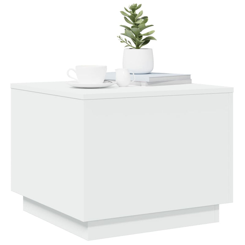 Coffee Table with LED Lights White 50x50x40 cm Payday Deals