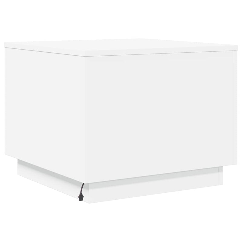 Coffee Table with LED Lights White 50x50x40 cm Payday Deals