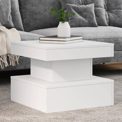 Coffee Table with LED Lights White 50x50x40 cm
