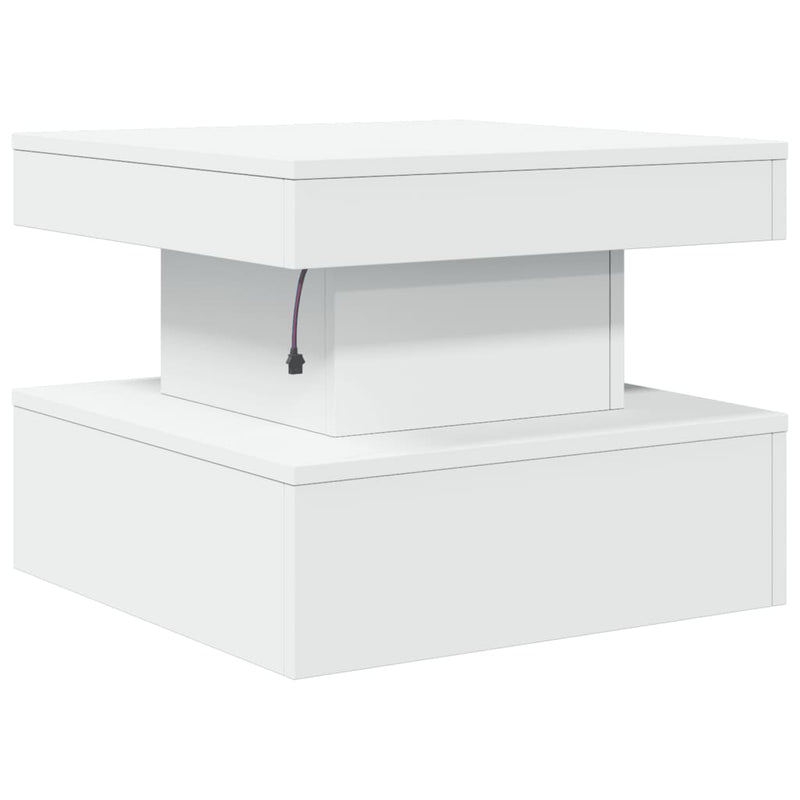 Coffee Table with LED Lights White 50x50x40 cm Payday Deals