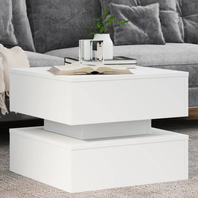 Coffee Table with LED Lights White 50x50x40 cm Payday Deals
