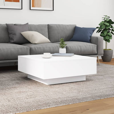 Coffee Table with LED Lights White 80x80x31 cm Payday Deals