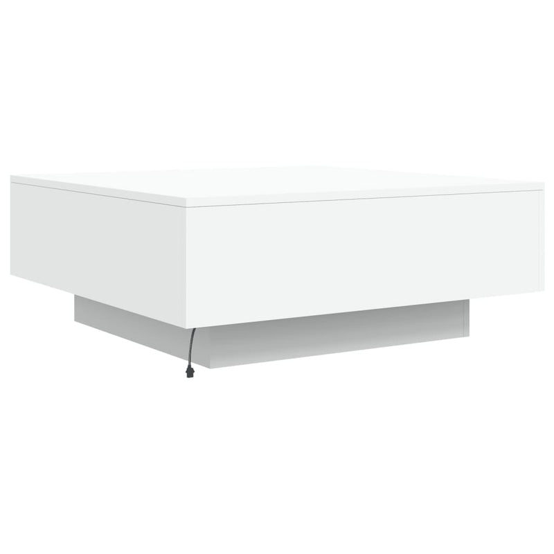 Coffee Table with LED Lights White 80x80x31 cm Payday Deals