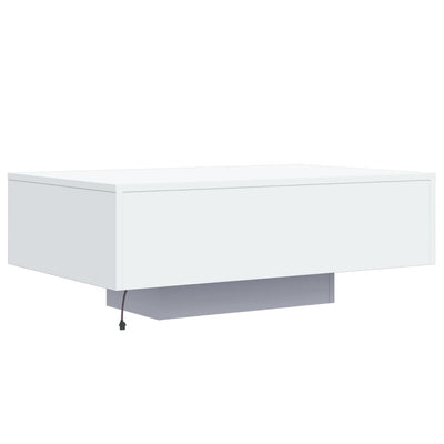 Coffee Table with LED Lights White 85x55x31 cm Payday Deals