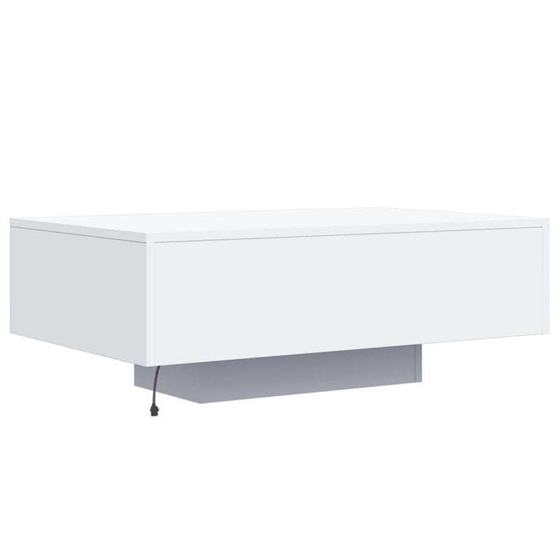 Coffee Table with LED Lights White 85x55x31 cm Payday Deals
