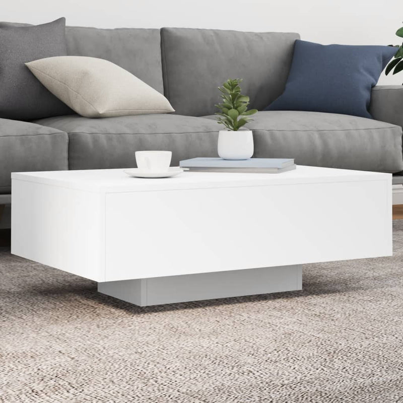 Coffee Table with LED Lights White 85x55x31 cm Payday Deals