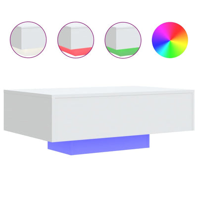 Coffee Table with LED Lights White 85x55x31 cm Payday Deals