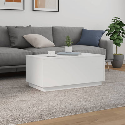 Coffee Table with LED Lights White 90x50x40 cm Payday Deals
