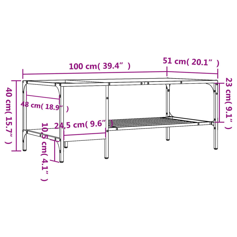 Coffee Table with Rack Black 100x51x40 cm Engineered Wood Payday Deals