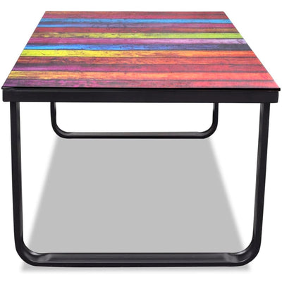 Coffee Table with Rainbow Printing Glass Top Payday Deals