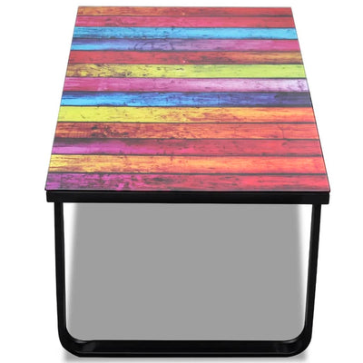 Coffee Table with Rainbow Printing Glass Top Payday Deals