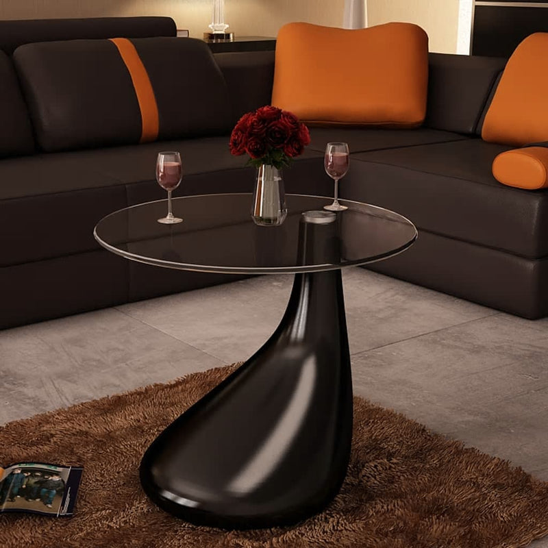 Coffee Table with Round Glass Top High Gloss Black Payday Deals