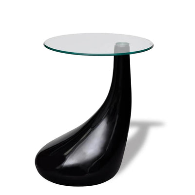 Coffee Table with Round Glass Top High Gloss Black Payday Deals