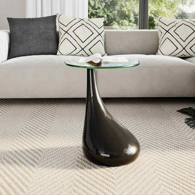 Coffee Table with Round Glass Top High Gloss Black Payday Deals