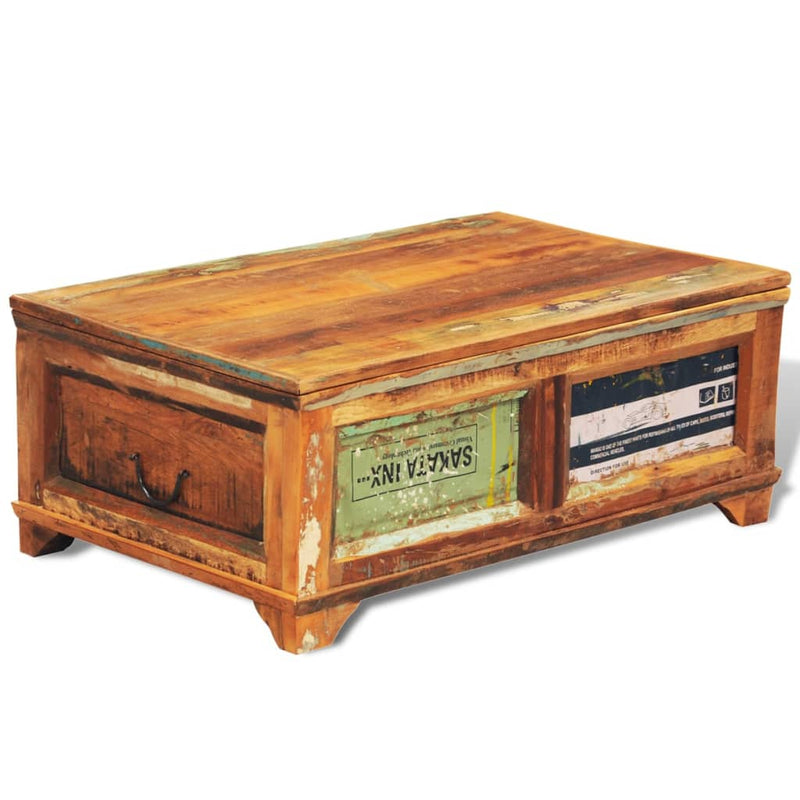 Coffee Table with Storage Vintage Reclaimed Wood Payday Deals