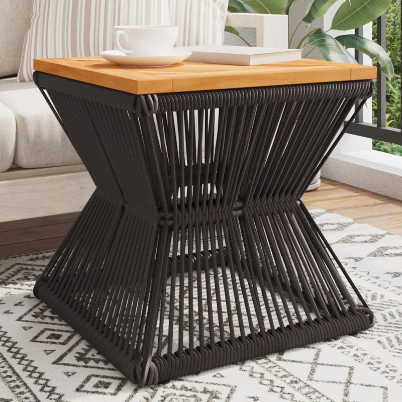 Coffee Table with Wire Base Black 38x38x38 cm Solid Wood Acacia Payday Deals