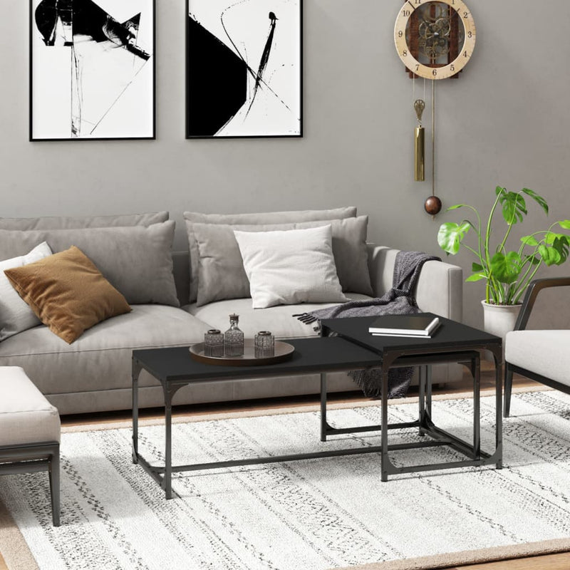 Coffee Tables 2 pcs Black Engineered Wood Payday Deals