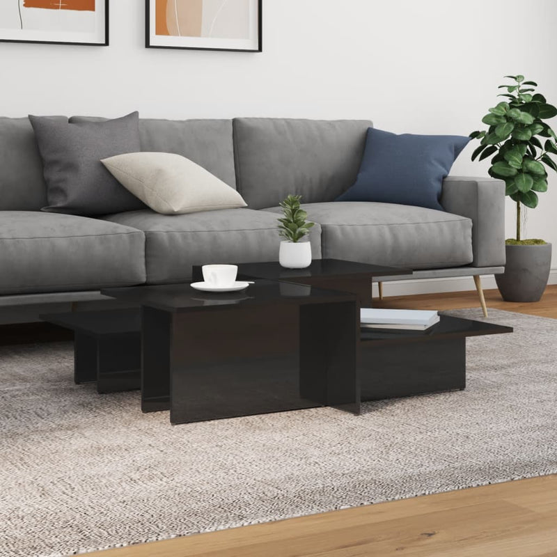 Coffee Tables 2 pcs High Gloss Black Engineered Wood Payday Deals