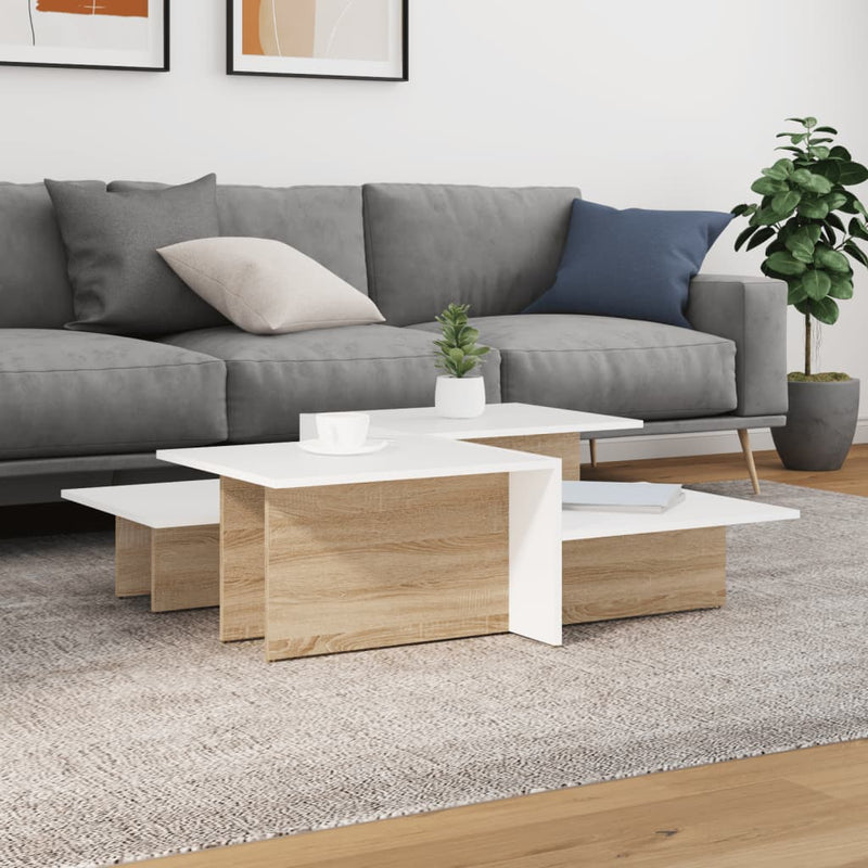 Coffee Tables 2 pcs Sonoma Oak and White Engineered Wood Payday Deals