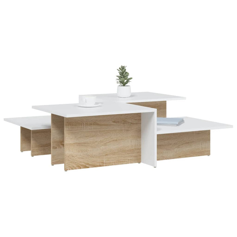 Coffee Tables 2 pcs Sonoma Oak and White Engineered Wood Payday Deals